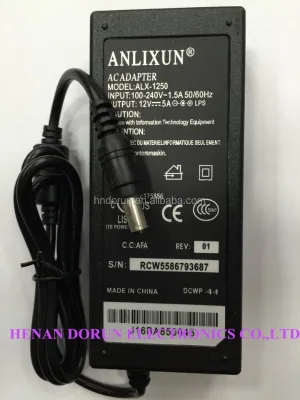 Use Easily for Led Light and Displayer ,etc 5A 12VDC/ 5VDC Multi Use Plug Power Adaptor