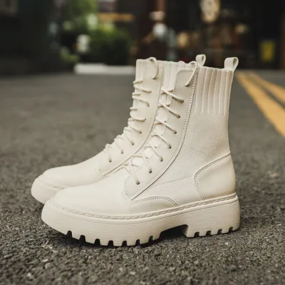 Women S Ankle Boots Microfiber Fabric Lace up Combat Style EVA Midsole Rubber Outsole for Spring Summer Autumn Winter Wear