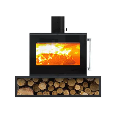 Hot Sell Large Carbon Steel Furnace Efficiency Good Indoor Wood Burning Stove Matt Black Fireplace