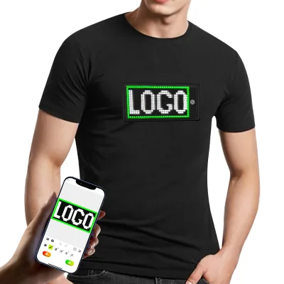 Custom Party Music Flashing Led Clothing Scrolling Message Led Shirt Glowing EL Panel LED Light up T Shirt