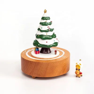 New Christmas DIY Musical Box Mechanism Wooden Carousel Music Box for Kids