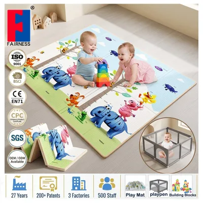 Fairness Factory Low MOQ with Carry Bag Space-saving Anti-slip Double-sided Alphabet Pattern XPE Folding Baby Crawling Mat
