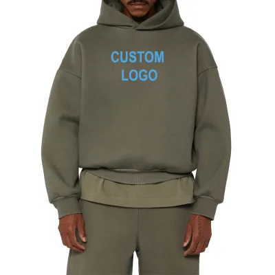 OEM Custom Drop Shoulder Plus Size Pullover Hoodies Thick 100% Cotton French Terry Men's Hoodies