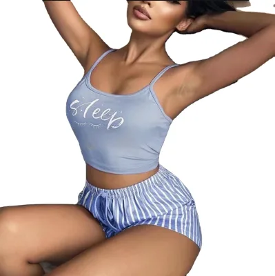 Summer Women Two-piece Silk Cloths Chest Pad Spring and Autumn Plus Size Women's Clothing Shorts Set Home Wear Girl Clothes