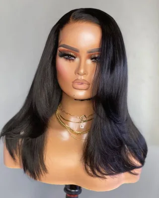 Factory Wholesale 5x5 Silk Straight Human Hair Wigs 13*4 Natural Color Lace Front Short Jerry Curl Style for Black Women