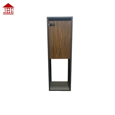 Outdoor High Wooden Grain Free Standing Waterproof Delivery Mail Box