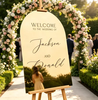 Customization Wedding Welcome Signs Transparency Floral Acrylic Wedding Sign for Reception Area