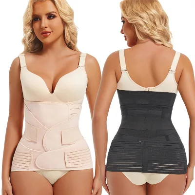 3 in 1 Women Adjustable Lower Back Support Nude Color Postpartum Belly Band After Birth