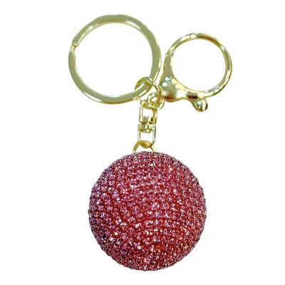 Diamond-Studded Colorful Ball Car Keychain Women's Cute Metal Bag Pendant Crystal Christmas Hanging Decoration Rubber Key Chains