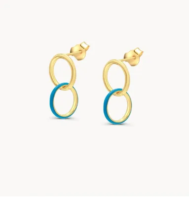 Inspire Jewelry Stainless Steel Interlocking Double Hoops Earrings Color Enamel Linked Circle Drop Earrings Dainty Women Jewelry