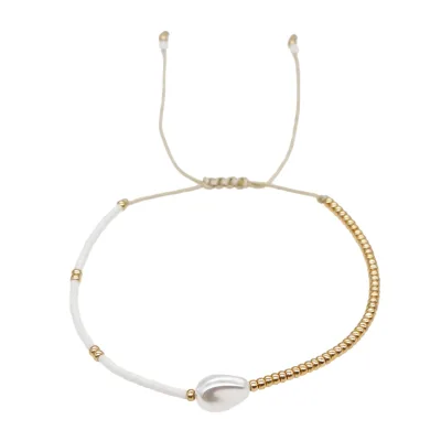 Simple National Wind New Twisted Manufacturers Direct Sales Pearl Fine Rice Beads Hand-woven Small Bracelet