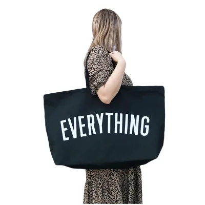 Fashion Canvas Shoulder Bag with Bold Alphabet Design - Waterproof Material