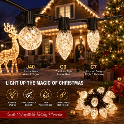 Patio Outdoor String Lights Dimmable Rgbic LED S14 G40 Bulbs with Remote Control for Deck Porch Wedding Decor Lighting