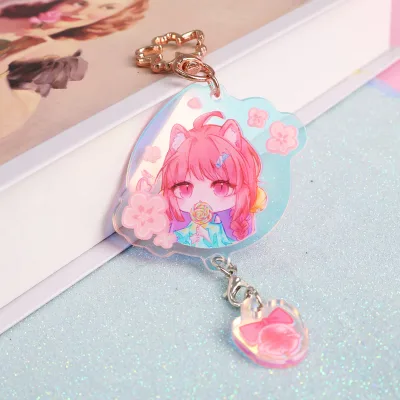 Custom Cartoon Rainbow Acrylic Keycharm Clear Acrylic Mirror Cartoon Acrylic Shaker Pendant Epoxy Charms-Plastic Crafts Keychain