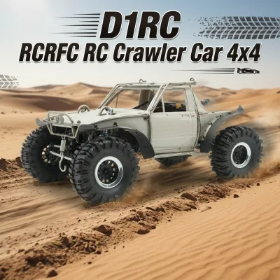 D1RC RCRFC RC Crawler Car 4x4 Titanium Tube Roll Cage Waterproof 4WS Portal Axle Winch Hobbywing 1800KV Motor Truck Model