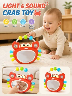 Shaky Light-and-sound Crab Rattle Baby Toy, Easy-grip Ball for Little Ones, Early Education Musical and Brain-developing Toy