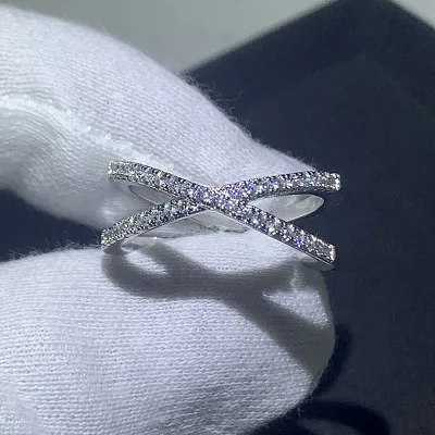 Hot Gold Ring Personality Cross Ring Ladies Ring with Zircon Jewelry Wholesale