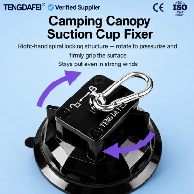 TENGDAFEI Heavy Duty TPU ABS Awning Suction Cup No Roof Rack Needed Tool-Free Car Awning Mount for SUV Truck Van RV Camping