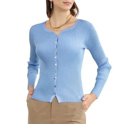 Boying Custom OEM Logo Knitwear V Neck Loose Solid Color Spring Summer Knitwear Ladies Knitted Girls Top Women Cardigan Sweater