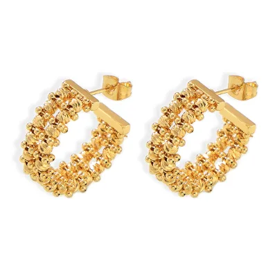 Hot Size Gold Bead C-shaped Earrings Europe and the United States Fashion Personality Design Copper Earrings Women