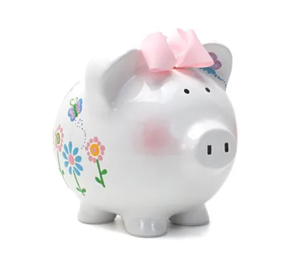 Ceramic Piggy Bank for Kids Girls Flutter Flies