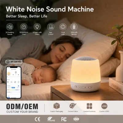 ODM/OEM DWELL White Noise Sound Machine with Night Light for Baby Sleeping Supporting Touch Control App and Voice Control