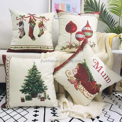 Hemp Cotton Christmas Cushion Covers Holiday Throw Pillow Cases for Thanksgiving Halloween