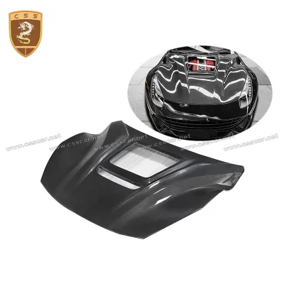 IMP Real Carbon Fiber Transparent Glass Front Engine Hood Cover for Ferrari F12 Berlinetta Engine Bonnet