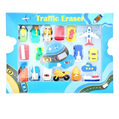 Factory-Made Custom Printed Erasers for Stationery and Office Use Detachable Eraser 17 PCS SET