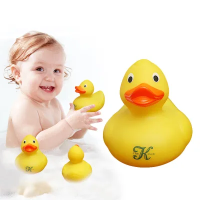 Custom Logo Unisex Baby-Toddler & Kids Water Play Cognitive Floating Yellow Blue Squeaky Sound Plastic Duck Bath Toy