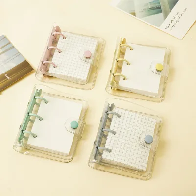 Factory Wholesale Mini PVC 3-Ring Binder Transparent A7 Clear Binder with Snap for Filing Products