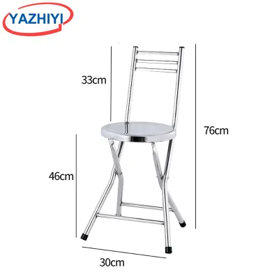 YAZHIYI Stainless Steel Folding Round Chair With Backrest Portable Foldable Stool For Salon Home Hospital Use