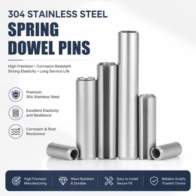 Custom 304 Stainless Steel Slotted Elastic Pin Spring Cylindrical Dowel Pin Hardware Fastener for Machinery OEM ODM Available