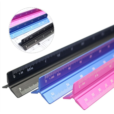 12" Architectural Scale Ruler Aluminum Architect Scale Triangular Ruler Three Edge Triangle Scale Ruler