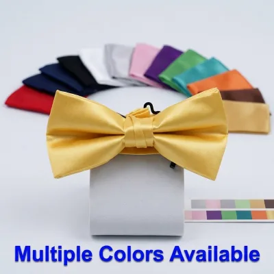 Classic Solid Pre-tied Adjustable Silky-looking Bow Tie Multiple Colors Available for Wedding Business Party Daily Occasions