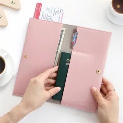 Simple Business PU Travel Passport Clip Cover Leather Passport Holder Wallet Long Multifunctional Travel Certificate Bag