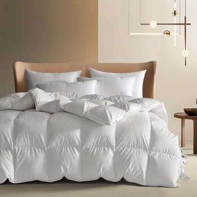 "Wholesale Luxury Goose down Comforter Duvet Insert 750 Fill Power 500TC Quilted Cotton Filling"