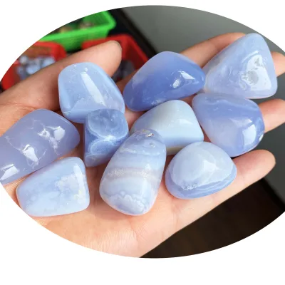 Factory Direct Sale Natural Polished Blue Lace Agate Tumbled Stones Mineral Healing Crystal