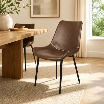 Retro Luxury PU Leather Dining Chair White X Stitching Upholstered Barrel Backrest Nordic Modern Restaurant Chair Home Use