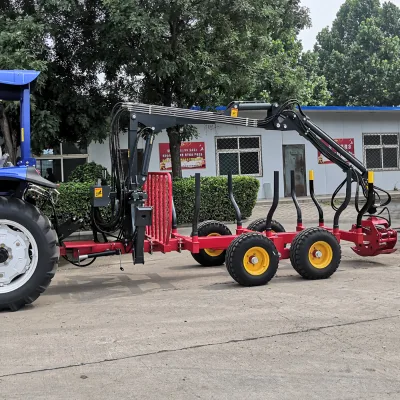 5 Ton Log Trailer with Grapple for Tractors Trailer Length 5.1m Timber/wood Crane on SALE