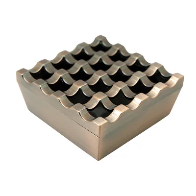 Wholesale Custom Hotel Luxury Zinc Alloy 16 Hole Metal Ashtray Windproof Cigar square Ashtray