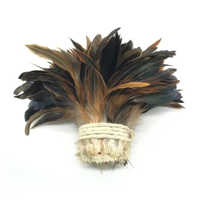 Cheap Sale 6-8 Inch Natural Half Bronze Rooster Schlappen Feather Strung for Carnival Garment Decoration