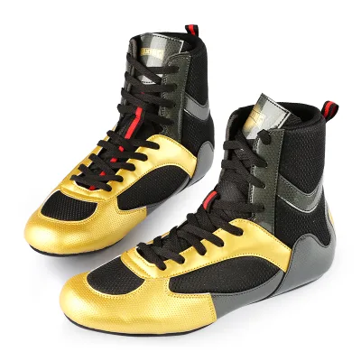 2022 Latest Custom Black and Gold Wrestling Boxing Shoes Boxing Boot for Sale