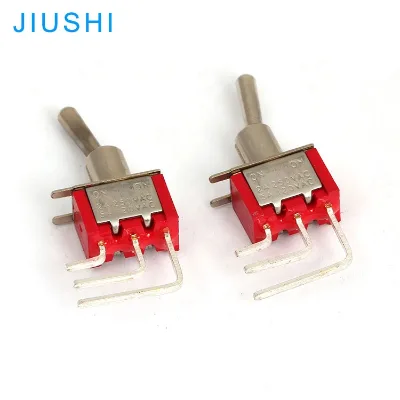 Kelly MTS-102C4 Mounting Hole 6mm Red Toggle Switch 2 Position 3 Bent Terminals