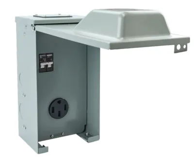 Electric 50-Amps/120 240-Volt Circuit Protected RV Power Outlet Box, Gray