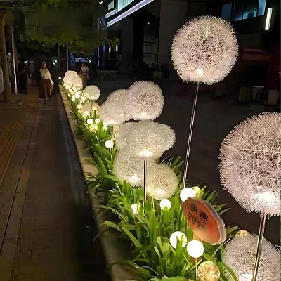 Solar-Powered IP68 Waterproof LED Dandelion Lamp Outdoor Garden & Lawn Light Plug-In Landscape Decor