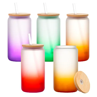 10 Pack Sublimation Glass Cups with Acrylic Lids and Straws 16 oz Sublimation Colored Glass Tumblers Borosilicate Beer Glass