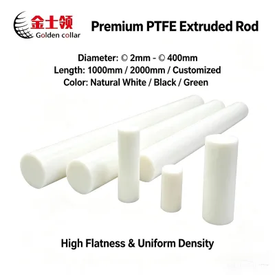 Self-Lubricating PTFE Rod, High Temperature Chemical Resistant Round Bar for CNC Machining, Bushings, Seals & Insulators