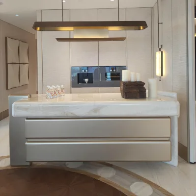 Modern Natural Translucent White Onyx Marble Kitchen Island With Drawer Base for Luxury Home