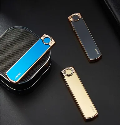 Ultra-Thin Modern Classic Luxury Flameless Windproof USB Coil Electric Lighter Custom Logo Rechargeable Tungsten Filament